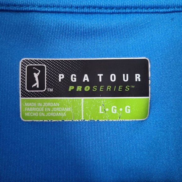 PGA Tour Pro Series US L Blue Striped Polo Short Sleeve Shirt Golf - Picture 5 of 8